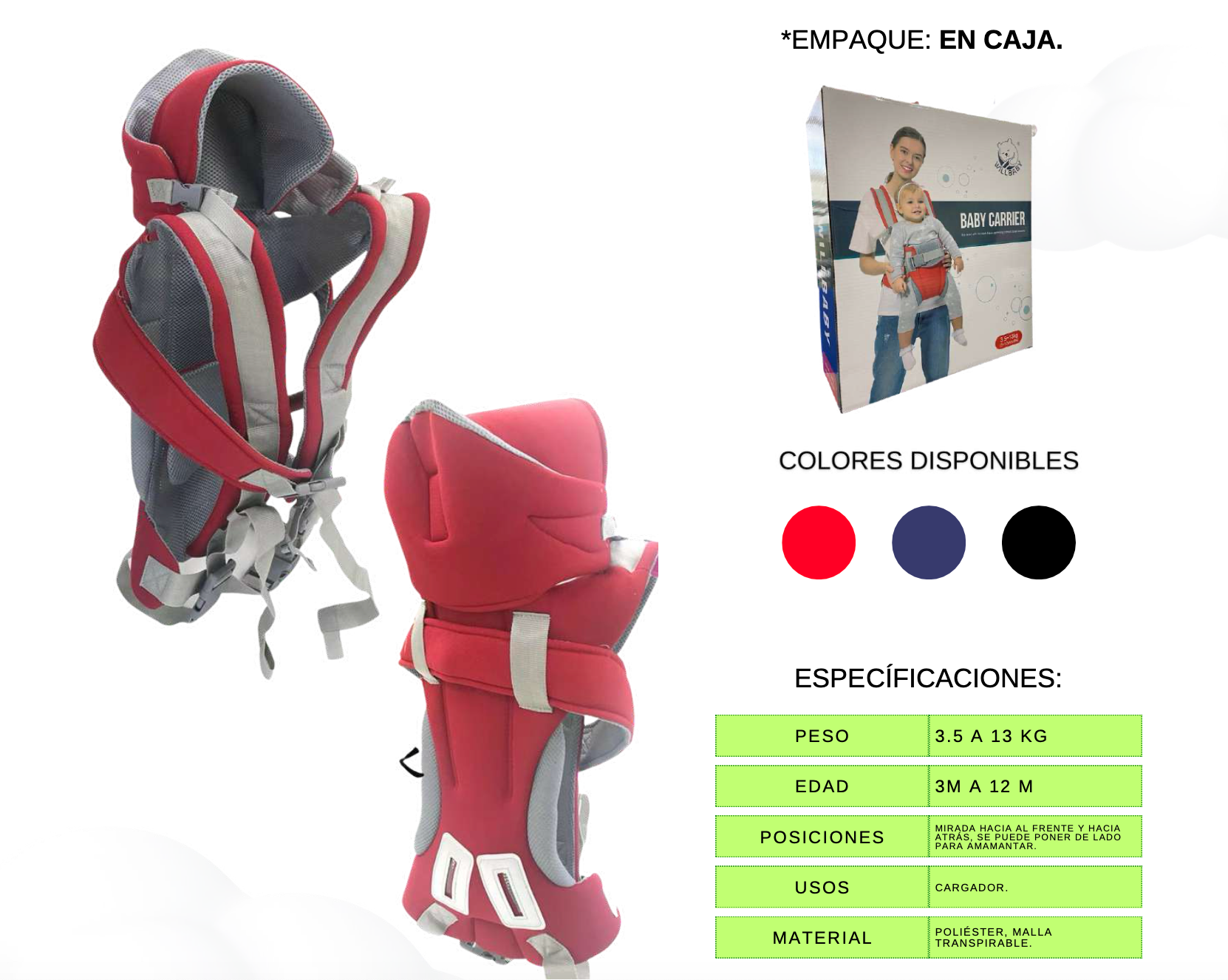 Cargador Ergonómico para bebés